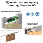 Διπλός μηχανισμός συρόμενης πόρτας HERCULES 60 kg.